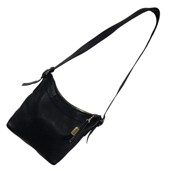 COACH! VINTAGE COLLECTOR BLACK GENUINE LEATHER ADJUSTABLE STRAP PURSE, HANDBAG! - Picture 13 of 13